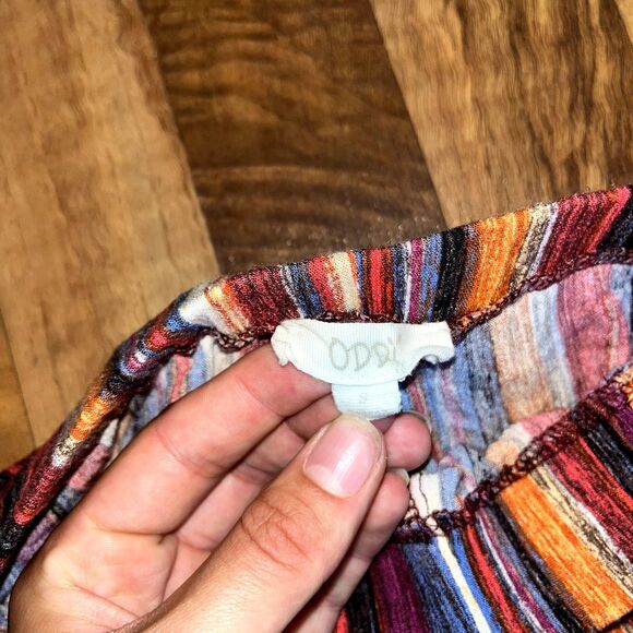 Oddy Pull On Colorful Shorts Boho Striped Rainbow Rayon Western Festival S - Picture 3 of 5